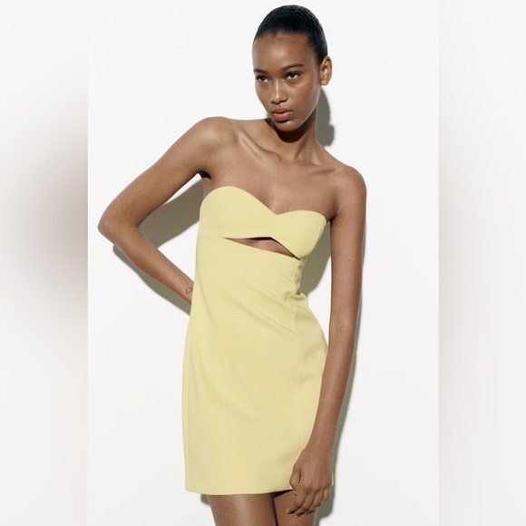 Zara Yellow Strapless Cut Out Dress - Picture 14 of 17